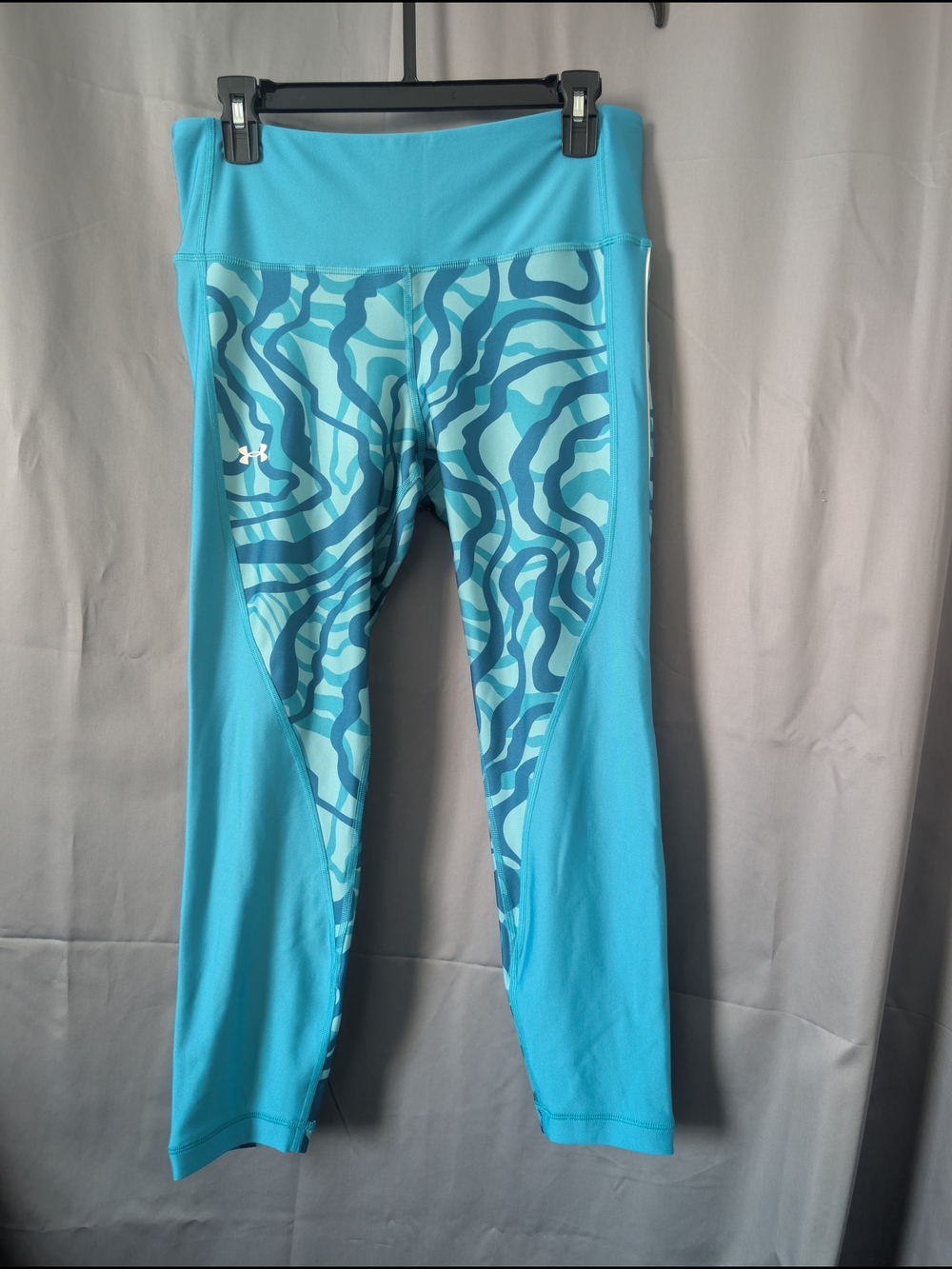 Under Armour HeatGear Compression Capri Leggings Blue Print Women's LG